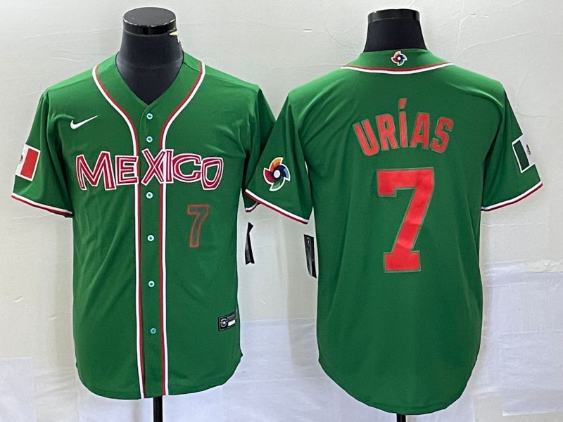 Men 2023 World Cub Mexico #7 Urias Green orange Nike MLB Jersey5->more jerseys->MLB Jersey